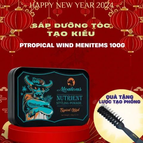 Sáp Vuốt Tóc Nam Menitems Tropical Wind 100gr - Giữ Phom Tóc Tự Nhiên 10 Giờ, Hương Nước Hoa, Dưỡng Tóc Mềm Mại