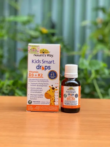 Vitamin D3 + K2 Nature's Way Kids Smart Drops - Hỗ trợ hấp thụ Canxi và sức khỏe xương cho trẻ (11ml)