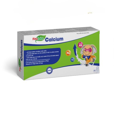 Fitolabs Ống Uống Canxi và Vitamin K2 - Hỗ Trợ Xương Răng Chắc Khỏe Cho Trẻ và Người Lớn - Hộp 20 ống 10ml