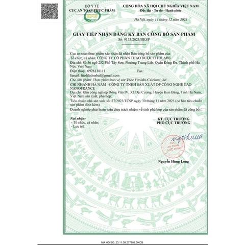 Fitolabs Ống Uống Canxi và Vitamin K2 - Hỗ Trợ Xương Răng Chắc Khỏe Cho Trẻ và Người Lớn - Hộp 20 ống 10ml