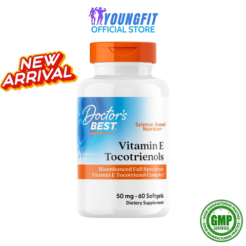 Viên Uống Vitamin E Tocotrienols Doctor's Best - Hỗ Trợ Ngăn Ngừa Lão Hoá, Làm Đẹp Da - Hộp 60 Viên Nang Mềm Mỹ