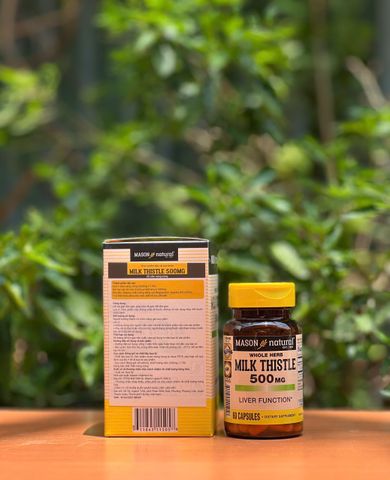 Viên uống hỗ trợ thải độc gan Mason Natural Milk Thistle 500mg - 60 viên, bổ gan và giảm men gan cho người trưởng thành