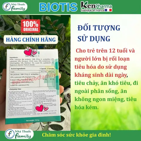 Viên uống men vi sinh BIOTIS - Bổ sung lợi khuẩn Probiotic, hỗ trợ tiêu hóa và sức khỏe đường ruột, 30 viên, Nhập khẩu châu Âu