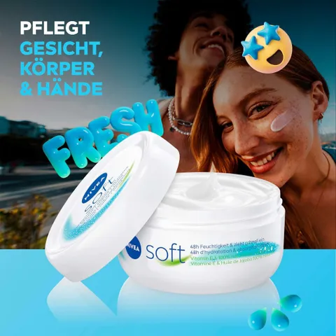 Kem Dưỡng Da Nivea Soft 50ml - Kem Dưỡng Ẩm Đa Năng Cho Mọi Loại Da, Hương Thơm Dễ Chịu, Phù Hợp Cho Mặt Và Cơ Thể