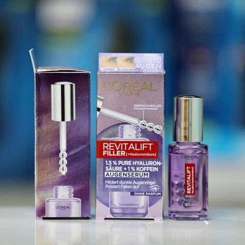 Serum Mắt Revitalift Filler Hyaluron + Caffein 20ml - Giảm Quầng Thâm, Ngăn Nếp Nhăn, Dưỡng Ẩm Da Mắt, Dụng Cụ Bôi Sáng Tạo