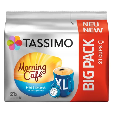 Viên Nén Cà Phê Tassimo Morning Café Mild & Smooth XL - Hương Vị Dịu Nhẹ, Dùng Cho Máy Pha TASSIMO, 21 Viên Tiện Lợi