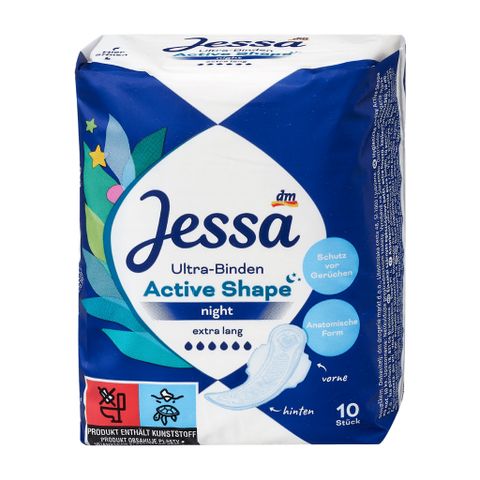 Băng Vệ Sinh Ban Đêm Jessa Ultra Binden Active Shape Night 10 Miếng - Cảm Giác An Toàn, Thấm Hút Siêu Tốt, Thiết Kế Ôm Sát