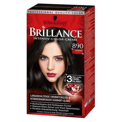 Nhuộm Tóc Schwarzkopf Brillance Số 890 - Màu Đen Tự Nhiên, Dễ Dàng Sử Dụng Tại Nhà, Bộ Đầy Đủ Cung Cấp Găng Tay Và Hướng Dẫn