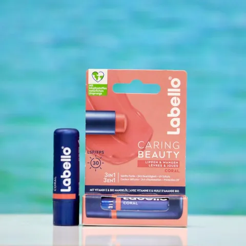 Son dưỡng môi Labello Caring Beauty Coral 4.8g – Dưỡng ẩm, bảo vệ UV, lên màu tự nhiên
