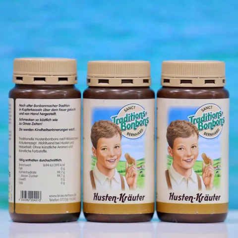 Kẹo Ho Thảo Mộc Truyền Thống Sanct Bernhard 170g - Hương Vị Tự Nhiên, Chăm Sóc Cổ Họng, Chiết Xuất Thảo Mộc Đức