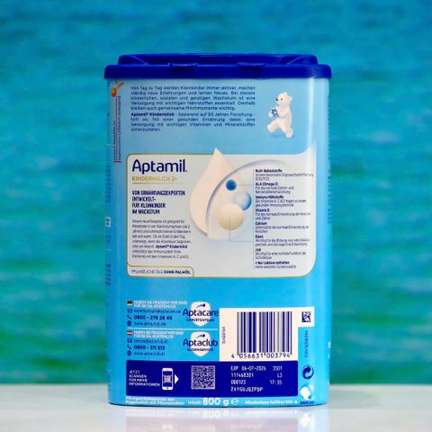 Sữa bột Aptamil Kindermilch Pronutra số 2+ 600g – Dinh dưỡng cho trẻ từ 2 tuổi, hỗ trợ phát triển toàn diện và khả năng tiêu hóa tốt.