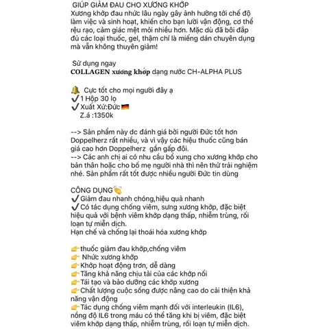 𝐂𝐎𝐋𝐋𝐀𝐆𝐄𝐍 𝐱𝐮̛𝐨̛𝐧𝐠 𝐤𝐡𝐨̛́𝐩 dạng nước CH-ALPHA PLUS hộp 30 lọ/mỗi lọ 25ml
