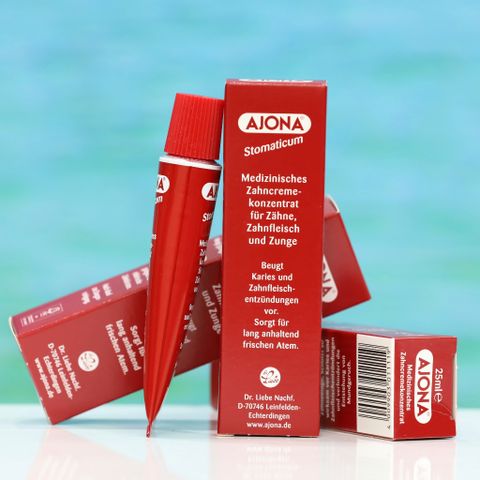 Kem đánh răng Ajona của Đức tuýp 25ml loại bỏ cao răng và viêm lợi 366209