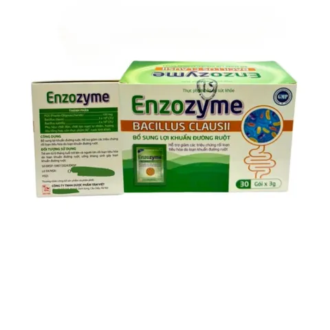 Men Vi Sinh Enzozyme Bacillus Clausii - Hỗ Trợ Tiêu Hóa, Bổ Sung Lợi Khuẩn Đường Ruột - Hộp 30 Gói Cho Trẻ và Người Lớn