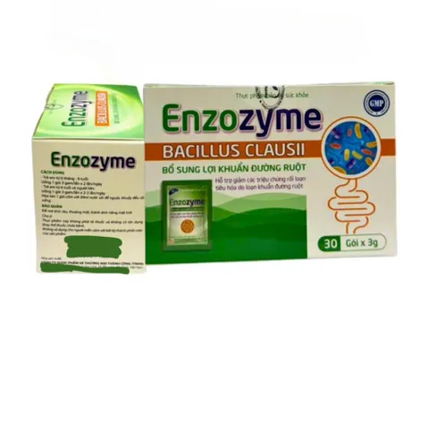 Men Vi Sinh Enzozyme Bacillus Clausii - Hỗ Trợ Tiêu Hóa, Bổ Sung Lợi Khuẩn Đường Ruột - Hộp 30 Gói Cho Trẻ và Người Lớn