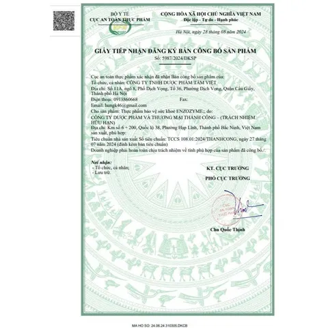 Men Vi Sinh Enzozyme Bacillus Clausii - Hỗ Trợ Tiêu Hóa, Bổ Sung Lợi Khuẩn Đường Ruột - Hộp 30 Gói Cho Trẻ và Người Lớn