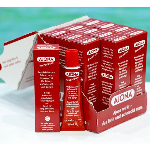 Combo 12 tuýp kem đánh răng Ajona Stomaticum 25ml - Chăm sóc răng miệng tự nhiên, trắng sáng và thơm tho, dành cho răng nhạy cảm