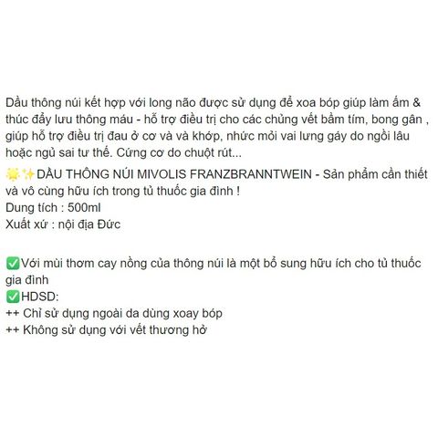 Tinh Dầu Thông Núi Mivolis 500ml - Tinh Dầu Xông Phòng Tự Nhiên Hàn Quốc, Thư Giãn Tinh Thần, Sản Phẩm Nội Địa Đức