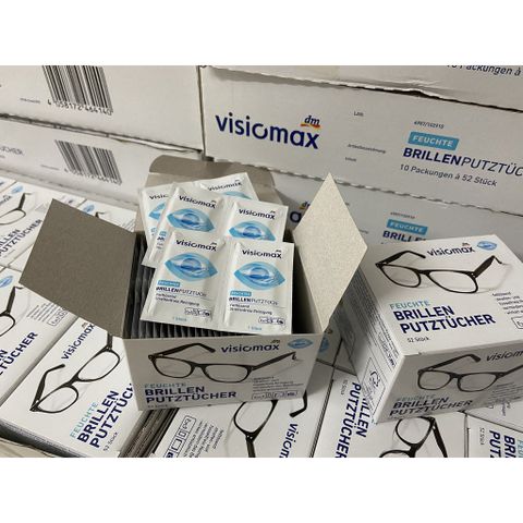 [Hàng nội địa Đức] Hộp khăn lau kính, giấy lau kính Visiomax 52 tờ siêu sạch chống bám bụi trở lại
