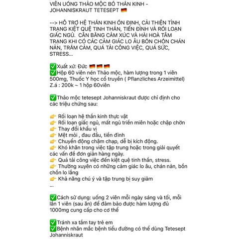 Viên Uống Thảo Mộc Bổ Não Johanniskraut - Hỗ Trợ Tăng Cường Trí Nhớ 60 Viên Xuất Xứ Đức