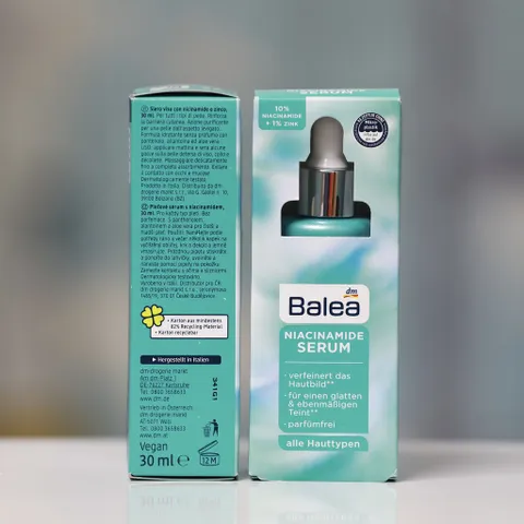Serum Balea Niacinamide cho bề mặt da mịn màng hơn và hỗ trợ làn da rõ rệt, 30ml