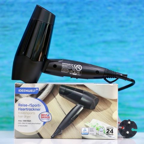 Máy sấy tóc du lịch Rossmann Ideen Welt 1200W - Tiện lợi, Gấp gọn, Sử dụng 220V/110V, Thiết kế thời trang, Bảo vệ quá nhiệt