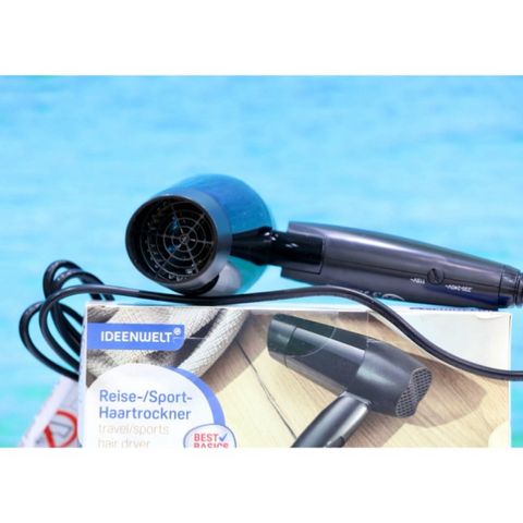 Máy sấy tóc du lịch Rossmann Ideen Welt 1200W - Tiện lợi, Gấp gọn, Sử dụng 220V/110V, Thiết kế thời trang, Bảo vệ quá nhiệt