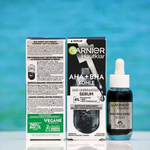 Huyết thanh Garnier AHA + BHA than hoạt tính 30ml - Giải pháp làm sạch sâu, kiểm soát dầu nhờn, giúp da sáng khỏe hơn