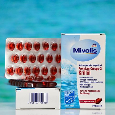 Viên uống dầu nhuyễn thể Omega-3 Mivolis - Bổ sung Omega-3 cho sức khỏe tim mạch, trí não - Viên nang mềm dễ uống từ Đức