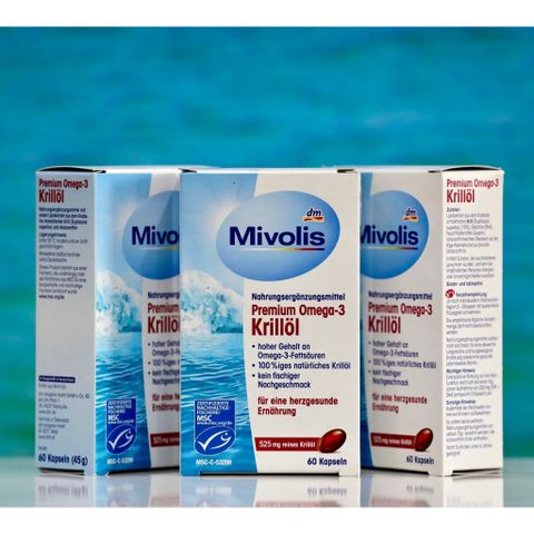 Viên uống dầu nhuyễn thể Omega-3 Mivolis - Bổ sung Omega-3 cho sức khỏe tim mạch, trí não - Viên nang mềm dễ uống từ Đức