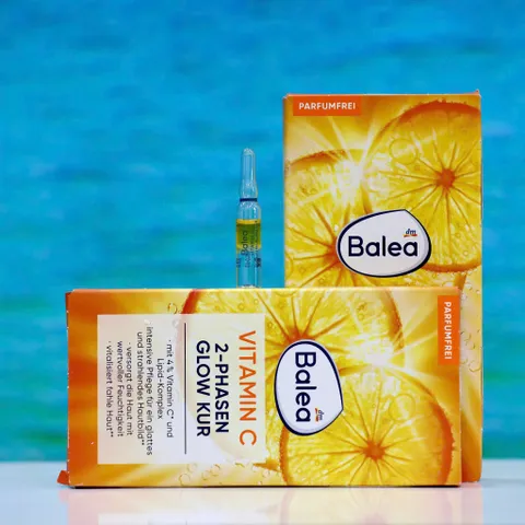 Huyết Thanh Balea Vitamin C 2-Phasen Glow Kur - Ampoule Chăm Sóc Da Sáng Mịn, Cung Cấp Độ Ẩm, Không Chứa Hương Liệu - Hộp 7 ống 2ml