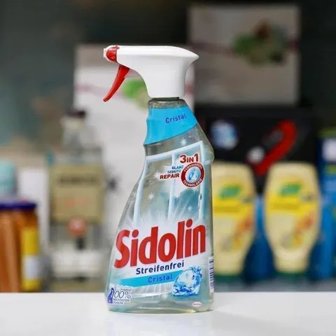 Xịt lau kính Sidolin Cristal 3in1 - Dung dịch làm sạch kính & gương hiệu quả 500ml - Chống bám bụi & không để lại vệt mờ