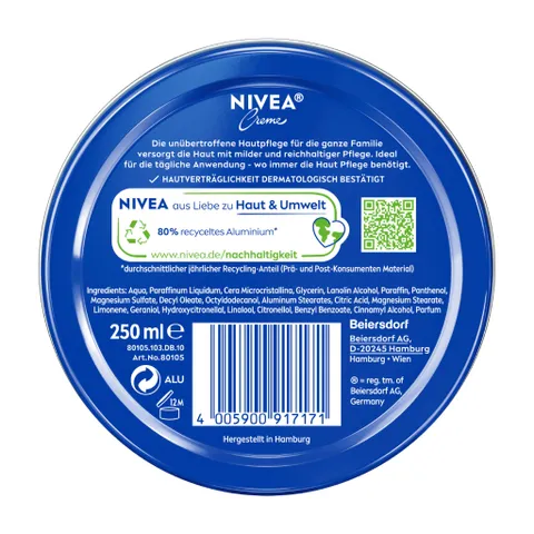 Kem Dưỡng Ẩm NIVEA Creme 250ml - Giải Pháp Chăm Sóc Da Toàn Diện Xuất Xứ Đức, An Toàn Cho Mọi Loại Da