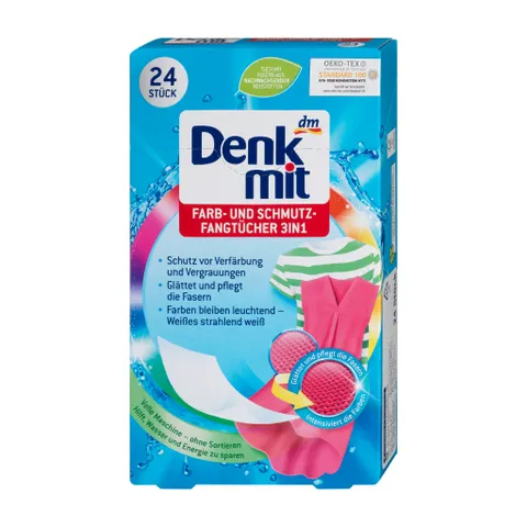 Giấy giặt trắng quần áo Denkmit Farb- und Schmutzfangtücher 3in1 - Giải pháp bảo vệ quần áo hiệu quả