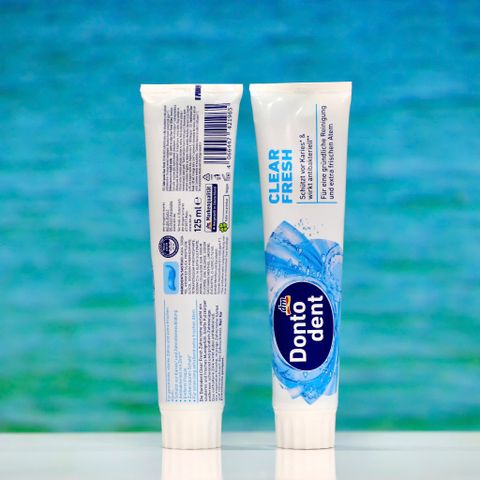 Kem Đánh Răng Dontodent Clear Fresh 125ml - Hương Bạc Hà Tươi Mát, Kháng Khuẩn, Chăm Sóc Răng Miệng Sạch Sẽ, Thuần Chay