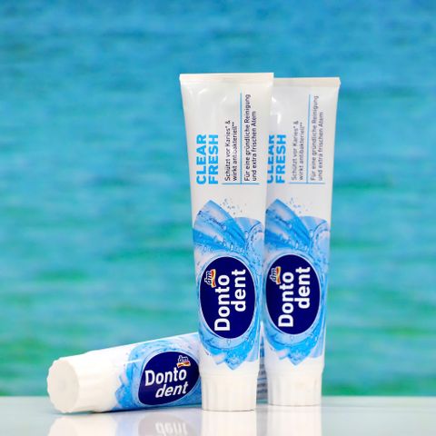 Kem Đánh Răng Dontodent Clear Fresh 125ml - Hương Bạc Hà Tươi Mát, Kháng Khuẩn, Chăm Sóc Răng Miệng Sạch Sẽ, Thuần Chay