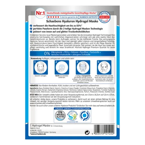 Miếng đắp mặt nạ Hyaluron hãng Schaebens của Đức, 1 miếng