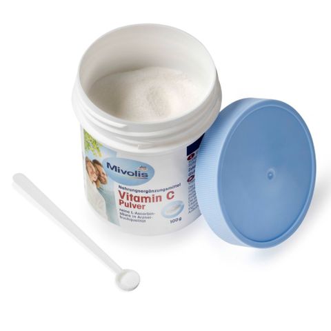 Bột Vitamin C Mivolis 100g - Hỗ trợ miễn dịch, bổ sung dinh dưỡng tự nhiên, không gluten, không lactose, chất lượng cao từ Châu Âu