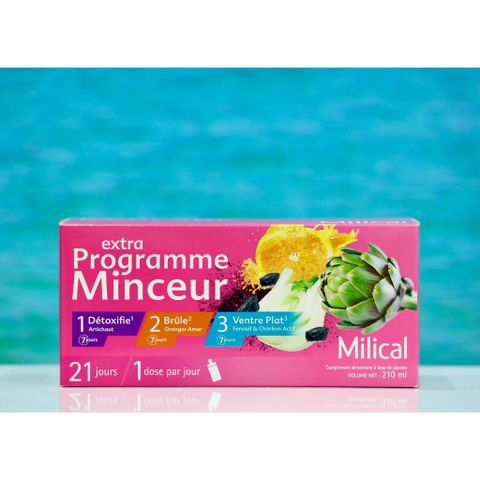 DETOX giảm khối lượng cơ thể 3 trong 1 MILICAL EXTRA - 21 ống 10ml