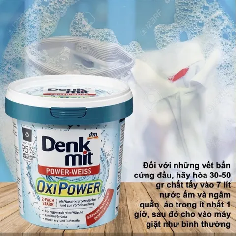 Bột Tẩy Trắng Quần Áo Denkmit Oxi Power 750gr - Giải Pháp Làm Sạch Vết Ố Vàng, Bẩn Cứng Đầu Nhập Khẩu Đức