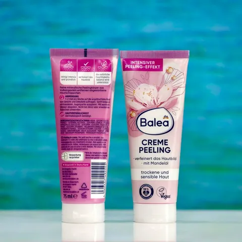 Balea Creme Peeling 75ml - Tẩy Tế Bào Chết Dịu Nhẹ Cho Da Khô & Nhạy Cảm - Sản Phẩm Thuần Chay Từ Dầu Hạnh Nhân