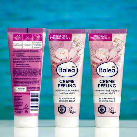 Balea Creme Peeling 75ml - Tẩy Tế Bào Chết Dịu Nhẹ Cho Da Khô & Nhạy Cảm - Sản Phẩm Thuần Chay Từ Dầu Hạnh Nhân