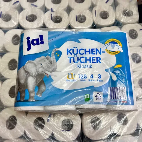 Giấy Lau Bếp Cao Cấp Ja! Küchen-Tücher - Siêu Thấm Hút, Bền Dài, Thân Thiện Môi Trường - Thích Hợp Lau Chùi Nhà Bếp và Nhà Tắm