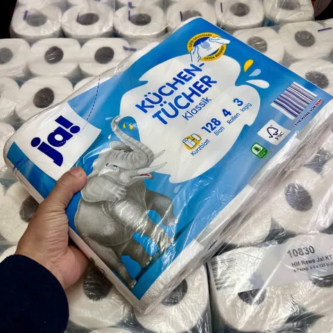 Giấy Lau Bếp Cao Cấp Ja! Küchen-Tücher - Siêu Thấm Hút, Bền Dài, Thân Thiện Môi Trường - Thích Hợp Lau Chùi Nhà Bếp và Nhà Tắm