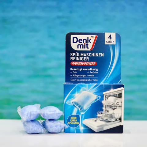 Viên rửa máy rửa chén Denkmit 4 viên - Làm sạch và khử mùi hiệu quả cho máy rửa chén, bảo vệ và kéo dài tuổi thọ thiết bị