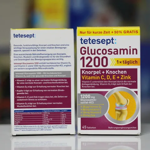 Viên uống Tetesept Glucosamin 1200mg – Hỗ trợ xương khớp khỏe mạnh, duy trì vận động linh hoạt, 60 viên nhập khẩu Đức