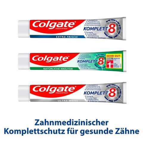 Kem Đánh Răng Colgate Komplett Extra Frisch – Bảo Vệ Răng Miệng Toàn Diện, Hơi Thở Thơm Mát Dài Lâu, Sản Phẩm Đức 150ml