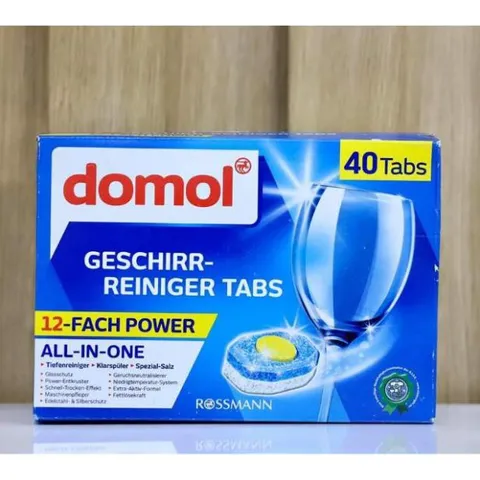 Viên Rửa Bát Domol - 40 Viên, Thương Hiệu Đức, 12 Công Dụng cho Máy Rửa Bát, Làm Sạch, Bảo Vệ Đồ Dùng Nhà Bếp