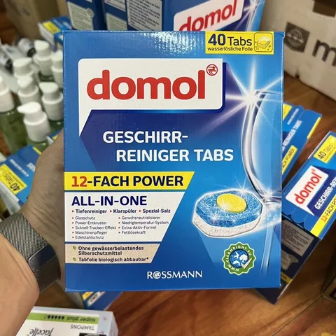 Viên Rửa Bát Domol - 40 Viên, Thương Hiệu Đức, 12 Công Dụng cho Máy Rửa Bát, Làm Sạch, Bảo Vệ Đồ Dùng Nhà Bếp