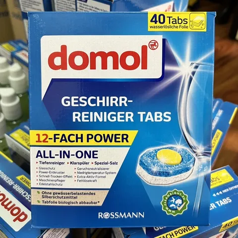 Viên Rửa Bát Domol - 40 Viên, Thương Hiệu Đức, 12 Công Dụng cho Máy Rửa Bát, Làm Sạch, Bảo Vệ Đồ Dùng Nhà Bếp
